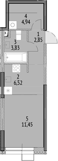 Планировка — N'ICE LOFT, Студия, 30 м²