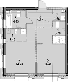 Планировка — N'ICE LOFT, 2-комн., 48 м²