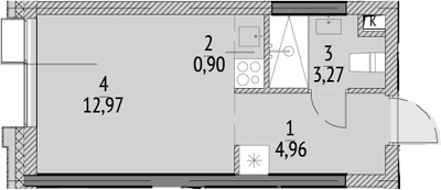Планировка — N'ICE LOFT, Студия, 22 м²