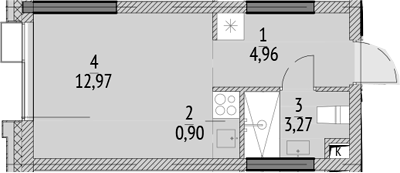 Планировка — N'ICE LOFT, Студия, 22 м²