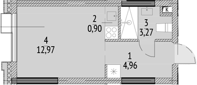 Планировка — N'ICE LOFT, Студия, 22 м²