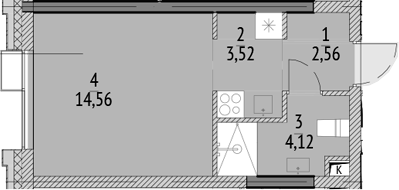 Планировка — N'ICE LOFT, Студия, 25 м²