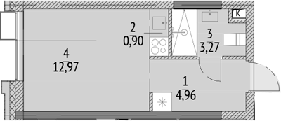 Планировка — N'ICE LOFT, Студия, 22 м²