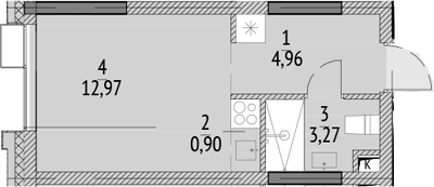 Планировка — N'ICE LOFT, Студия, 22 м²