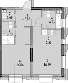 Планировка — N'ICE LOFT, 2-комн., 48 м²