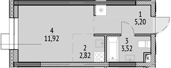 Планировка — N'ICE LOFT, Студия, 23 м²