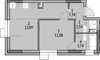Планировка — N'ICE LOFT, 1-комн., 39 м²