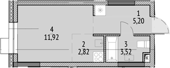 Планировка — N'ICE LOFT, Студия, 23 м²