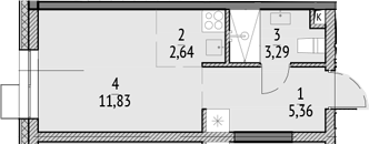 Планировка — N'ICE LOFT, Студия, 23 м²