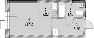 Планировка — N'ICE LOFT, Студия, 23 м²