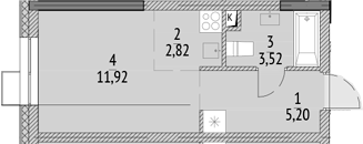 Планировка — N'ICE LOFT, Студия, 23 м²