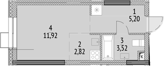 Планировка — N'ICE LOFT, Студия, 23 м²