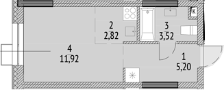 Планировка — N'ICE LOFT, Студия, 23 м²
