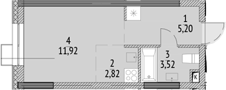 Планировка — N'ICE LOFT, Студия, 23 м²