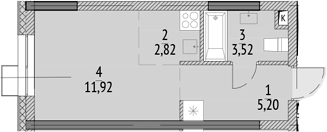 Планировка — N'ICE LOFT, Студия, 23 м²
