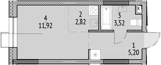 Планировка — N'ICE LOFT, Студия, 23 м²