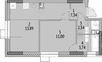 Планировка — N'ICE LOFT, 1-комн., 39 м²