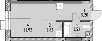 Планировка — N'ICE LOFT, Студия, 23 м²