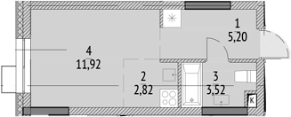 Планировка — N'ICE LOFT, Студия, 23 м²