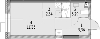 Планировка — N'ICE LOFT, Студия, 23 м²