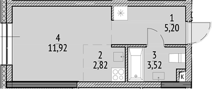 Планировка — N'ICE LOFT, Студия, 23 м²
