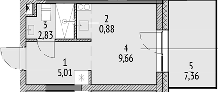 Планировка — N'ICE LOFT, Студия, 18 м²