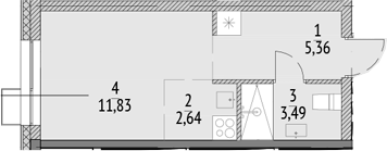 Планировка — N'ICE LOFT, Студия, 23 м²