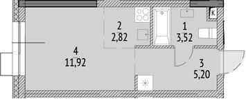 Планировка — N'ICE LOFT, Студия, 23 м²