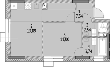 Планировка — N'ICE LOFT, 1-комн., 39 м²