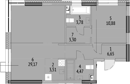 Планировка — N'ICE LOFT, 2-комн., 62 м²