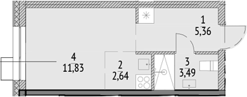 Планировка — N'ICE LOFT, Студия, 23 м²