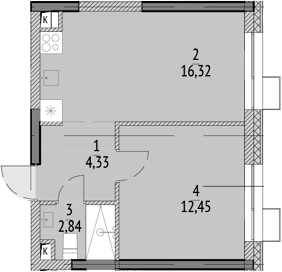 Планировка — N'ICE LOFT, 1-комн., 36 м²