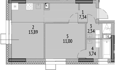 Планировка — N'ICE LOFT, 1-комн., 39 м²