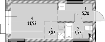 Планировка — N'ICE LOFT, Студия, 23 м²