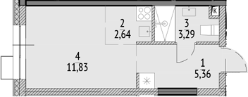 Планировка — N'ICE LOFT, Студия, 23 м²