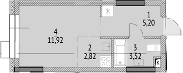 Планировка — N'ICE LOFT, Студия, 23 м²