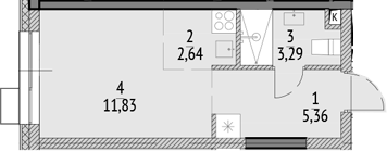 Планировка — N'ICE LOFT, Студия, 23 м²