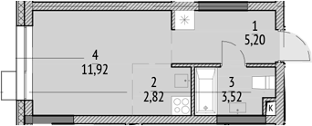 Планировка — N'ICE LOFT, Студия, 23 м²