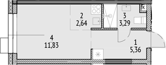 Планировка — N'ICE LOFT, Студия, 23 м²