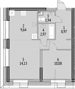 Планировка — N'ICE LOFT, 2-комн., 51 м²