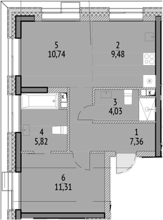 Планировка — N'ICE LOFT, 2-комн., 52 м²