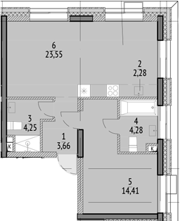 Планировка — N'ICE LOFT, 2-комн., 56 м²
