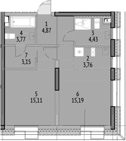 Планировка — N'ICE LOFT, 2-комн., 53 м²
