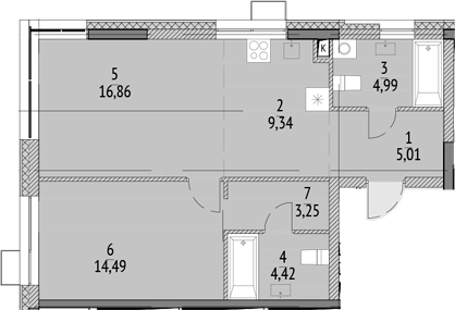 Планировка — N'ICE LOFT, 2-комн., 58 м²