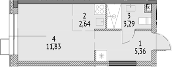 Планировка — N'ICE LOFT, Студия, 23 м²