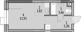 Планировка — N'ICE LOFT, Студия, 23 м²