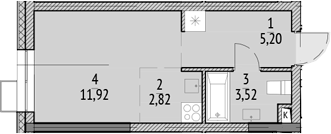 Планировка — N'ICE LOFT, Студия, 23 м²