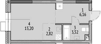 Планировка — N'ICE LOFT, Студия, 26 м²