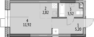 Планировка — N'ICE LOFT, Студия, 23 м²