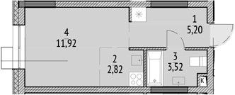 Планировка — N'ICE LOFT, Студия, 23 м²